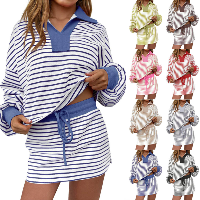 ✨New Arrival: 50% OFF Women's Striped 2-Piece Mini Skirt Set