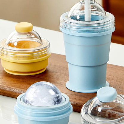 Chill Drinks Instantly! Collapsible Ice Ball Cup & Mold