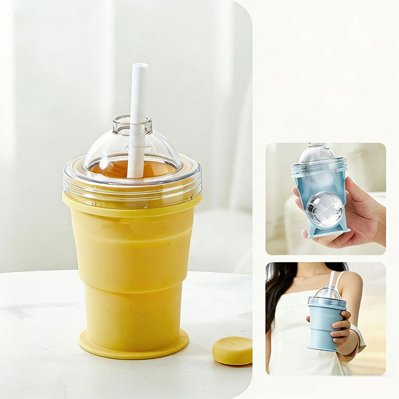 Chill Drinks Instantly! Collapsible Ice Ball Cup & Mold
