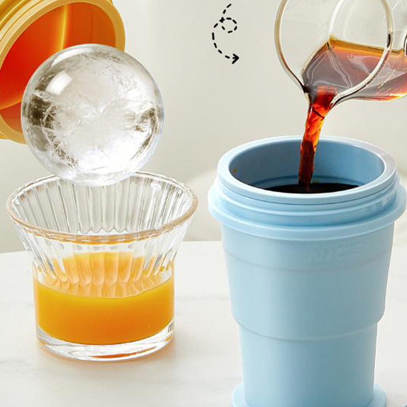 Chill Drinks Instantly! Collapsible Ice Ball Cup & Mold