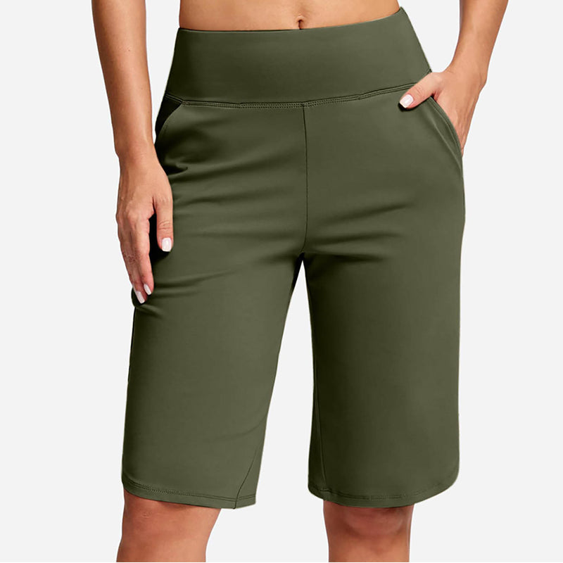 High-Waist Bermuda Shorts – Tummy Control & 4-Way Stretch