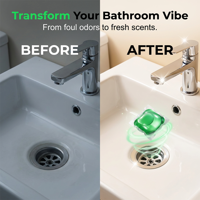 Kill Drain Odors Instantly! No-Scrub Water-Soluble Deodorizer Pods