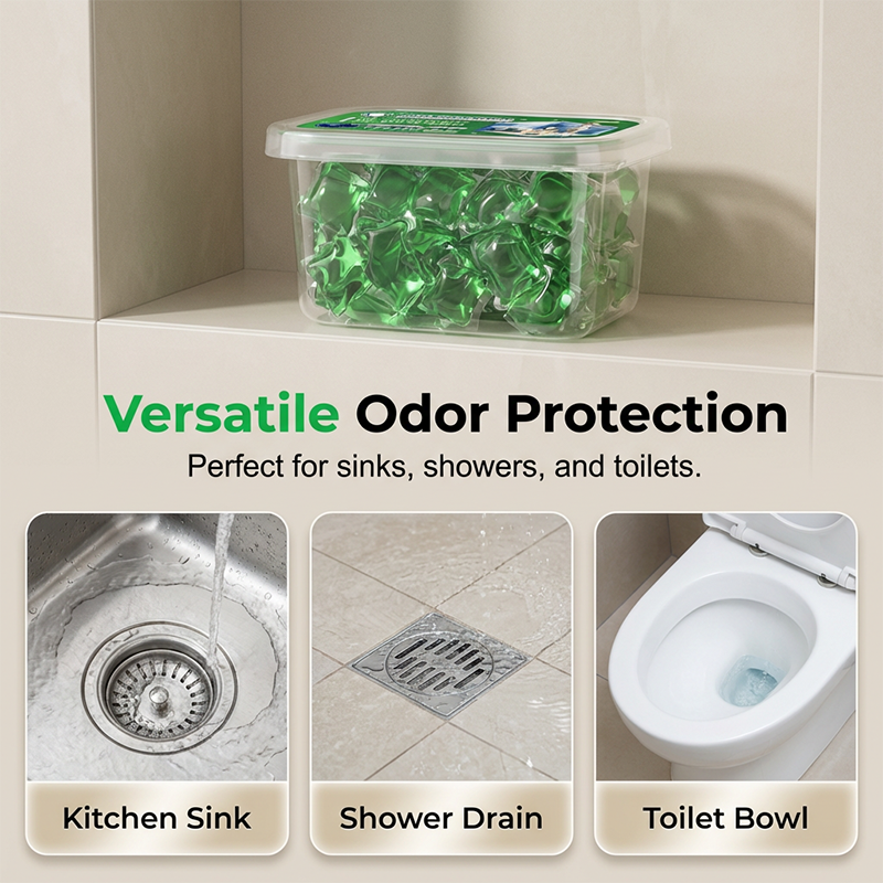 Kill Drain Odors Instantly! No-Scrub Water-Soluble Deodorizer Pods
