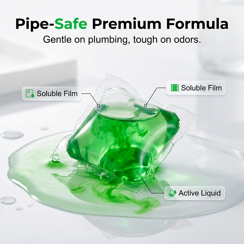 Kill Drain Odors Instantly! No-Scrub Water-Soluble Deodorizer Pods