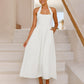 Elegant Halter Midi Dress – Stretch Back & Flattering Fit