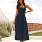 Elegant Halter Midi Dress – Stretch Back & Flattering Fit