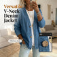 ✨ Women's Classic Button Front Denim Jacket – V-Neck, Breathable Fabric & Relaxed Fit 💙