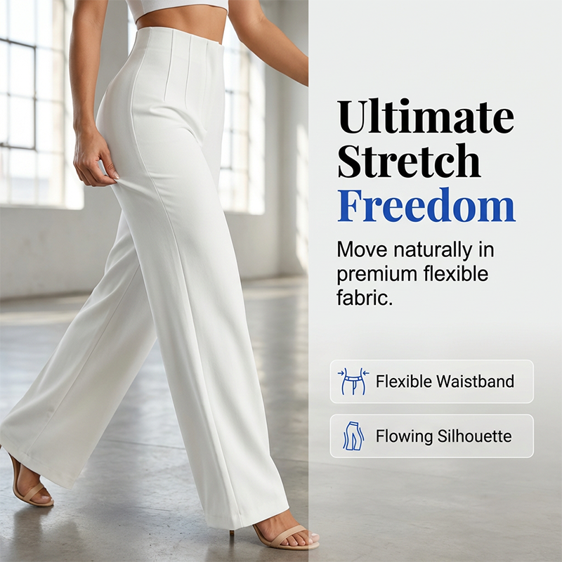 High-Waist Wide-Leg Pants – Breathable & Elegant Drape