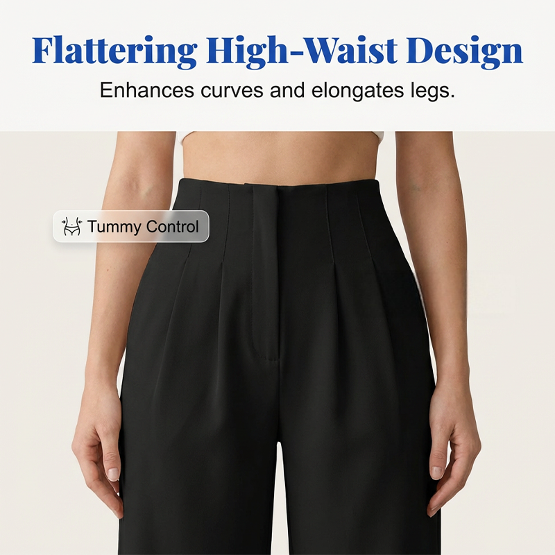 High-Waist Wide-Leg Pants – Breathable & Elegant Drape