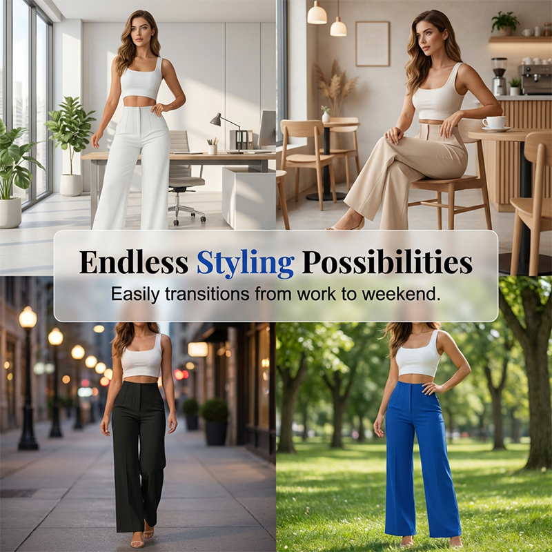 High-Waist Wide-Leg Pants – Breathable & Elegant Drape