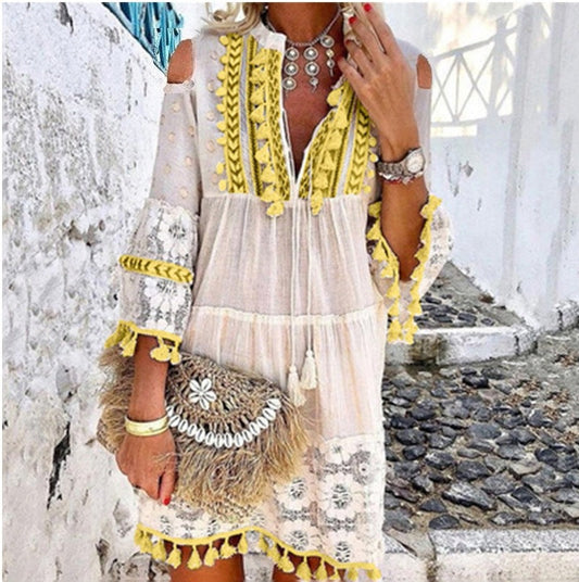 3,000+ sold👗Women's Loose Cotton Linen Embroidered Dress🌸