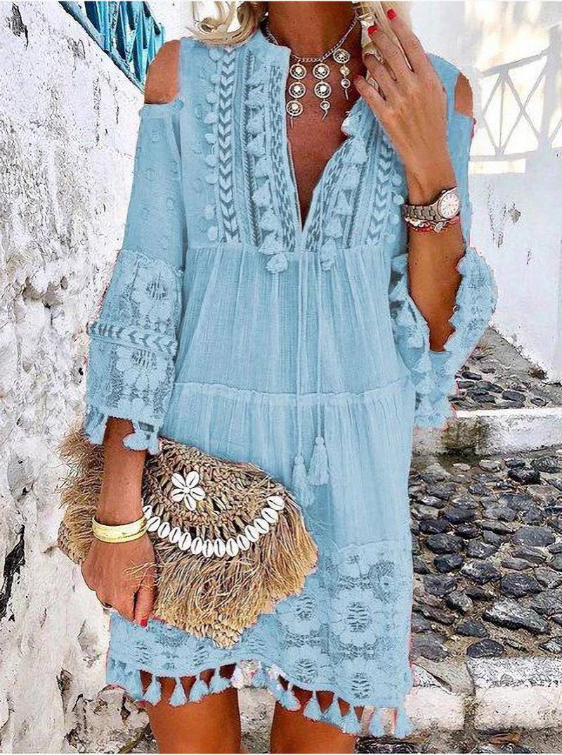 👗Women's Loose Cotton Linen Embroidered Dress🌸