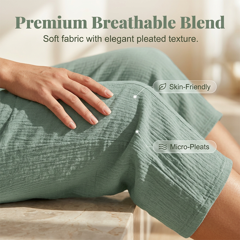 🍃 LIMITED-TIME 50% OFF! ✨ Women's Pleated Cropped Pants – Linen-Cotton, Wide-Leg, Comfortable 🌿
