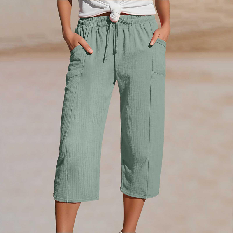 🍃 LIMITED-TIME 50% OFF! ✨ Women's Pleated Cropped Pants – Linen-Cotton, Wide-Leg, Comfortable 🌿
