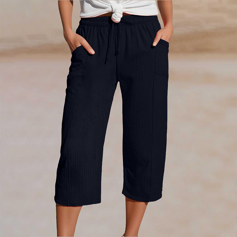 🍃 LIMITED-TIME 50% OFF! ✨ Women's Pleated Cropped Pants – Linen-Cotton, Wide-Leg, Comfortable 🌿