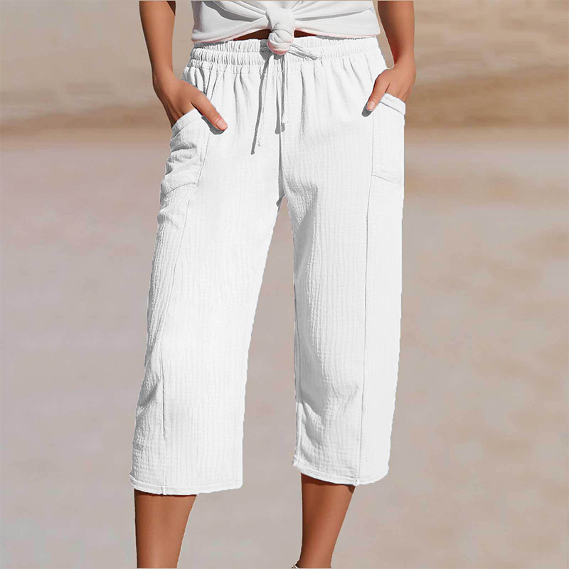 🍃 LIMITED-TIME 50% OFF! ✨ Women's Pleated Cropped Pants – Linen-Cotton, Wide-Leg, Comfortable 🌿