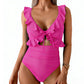 Ruffle V-Neck Swimsuit – Tummy Control & Adjustable Fit