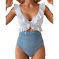 Ruffle V-Neck Swimsuit – Tummy Control & Adjustable Fit