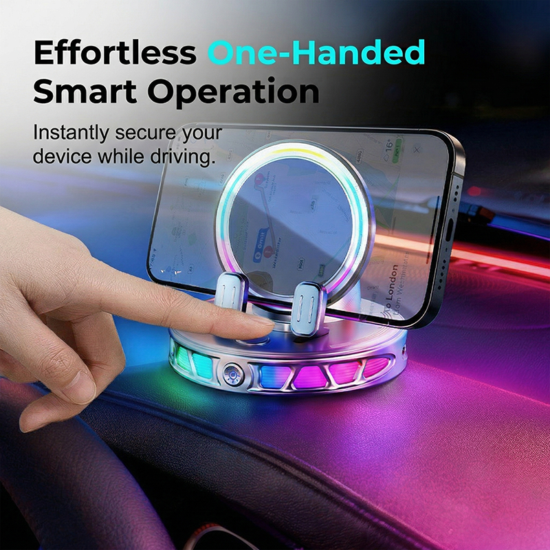 Clamp & Charge Instantly! No-Fumble RGB Auto-Grip Car Mount