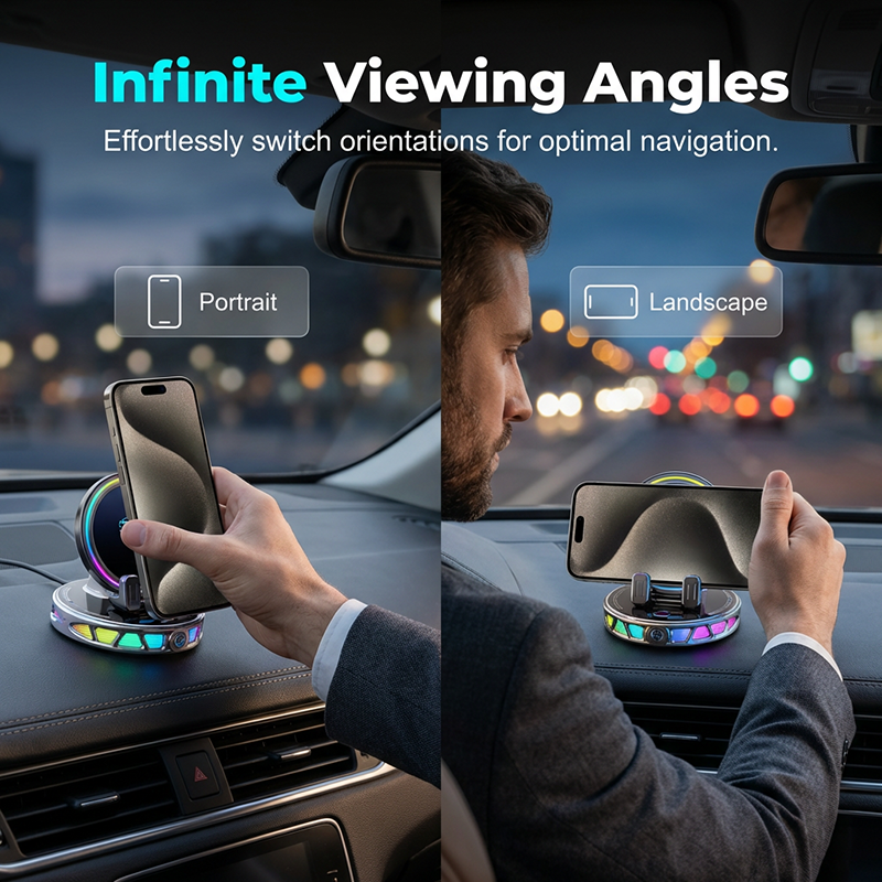 Clamp & Charge Instantly! No-Fumble RGB Auto-Grip Car Mount