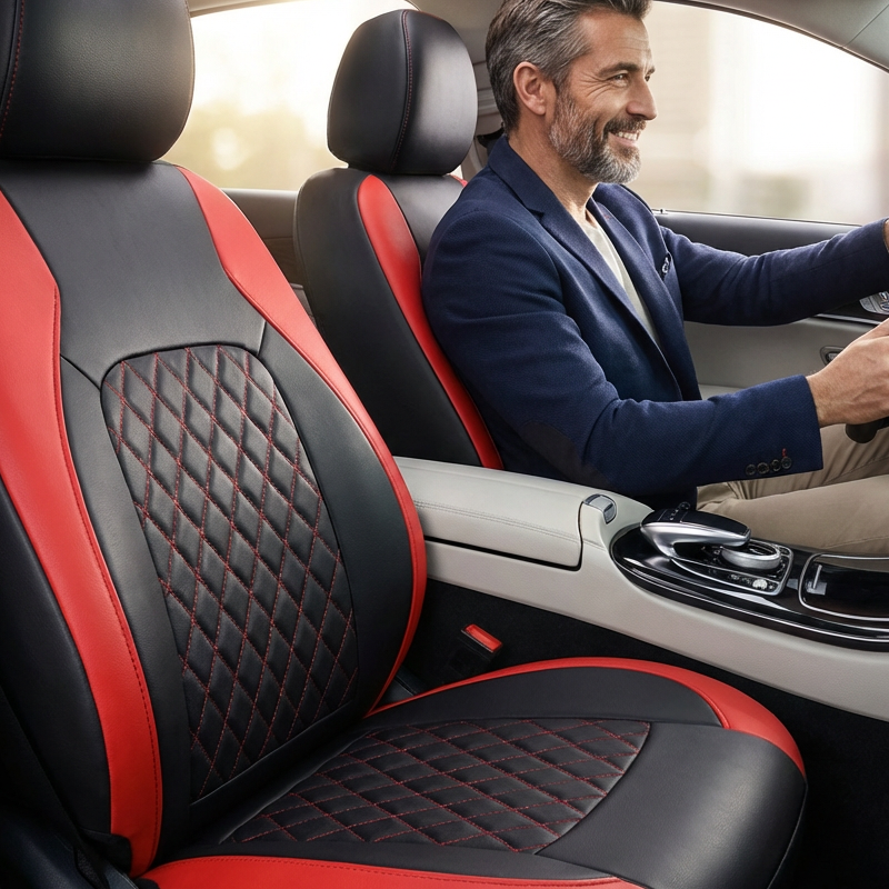 📢📢50% OFF !! ⏰Universal Quilted Seat Covers – Airbag Safe & Faux Leather Design