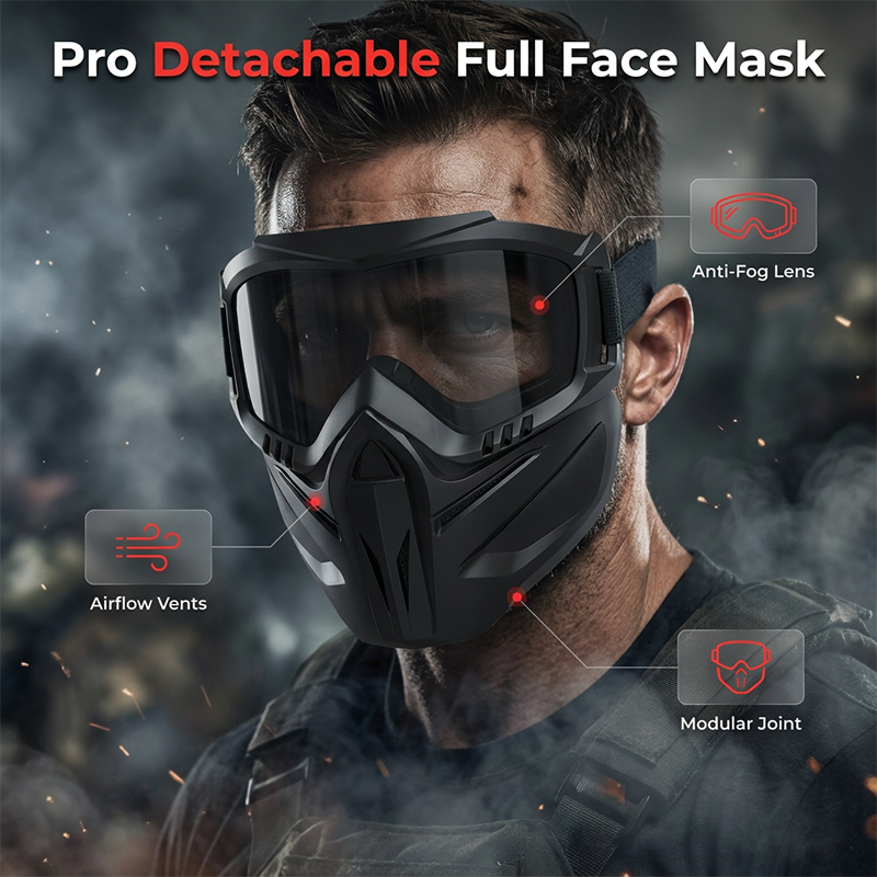 Detachable Full-Face Goggle Mask – Anti-Fog, Windproof Protection