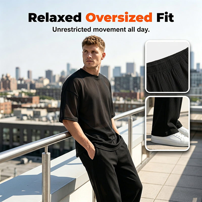 🔥Last Day Sale 50% OFF⏰👔Men's T-Shirt & Wide-Leg Pants 2-Piece Set🎁