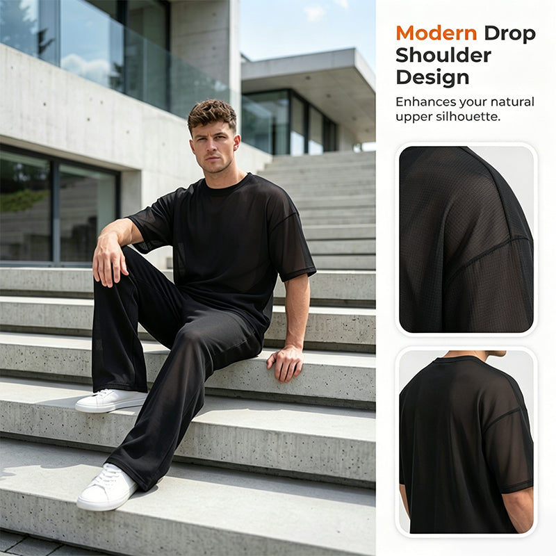 🔥Last Day Sale 50% OFF⏰👔Men's T-Shirt & Wide-Leg Pants 2-Piece Set🎁