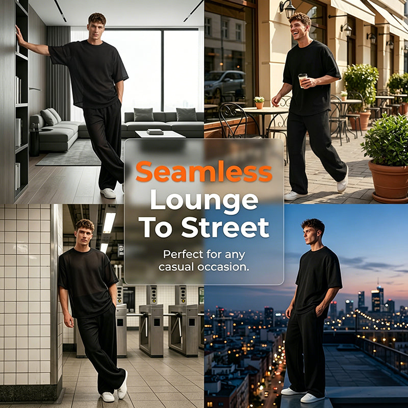 🔥Last Day Sale 50% OFF⏰👔Men's T-Shirt & Wide-Leg Pants 2-Piece Set🎁