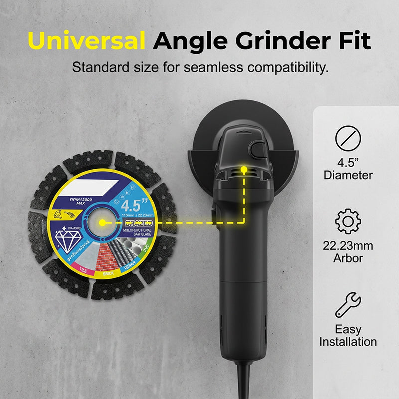 Cut Tile, Brick & Rebar Instantly! Diamond Angle Grinder Blade