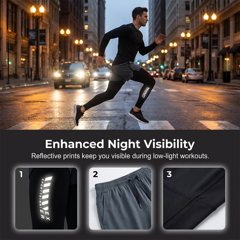 🏃‍♂️ 50% OFF NOW!💨 Men's 2-in-1 Running Tights with Shorts – Compression & Quick-Dry – Sports Leggings with Phone Pocket 📱