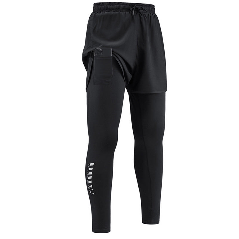 🏃‍♂️ 50% OFF NOW!💨 Men's 2-in-1 Running Tights with Shorts – Compression & Quick-Dry – Sports Leggings with Phone Pocket 📱