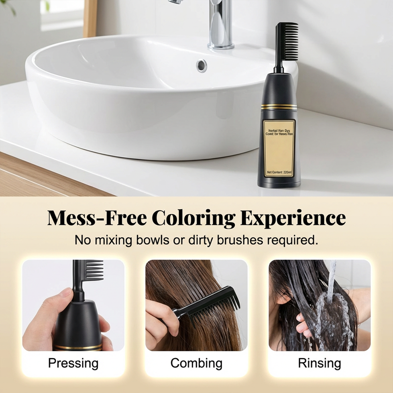 Instant Gray Coverage Comb – Herbal, No-Mess Home Dye