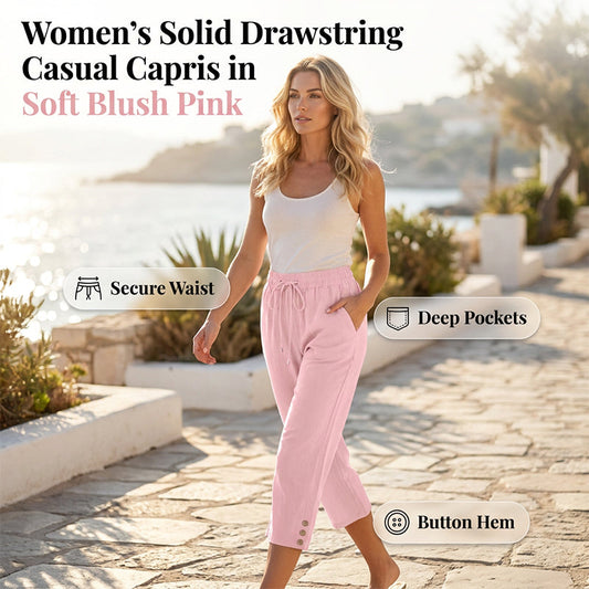 🌸 Drawstring Capris – Pockets & Breathable Comfort