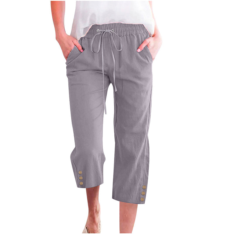 🌸 Drawstring Capris – Pockets & Breathable Comfort
