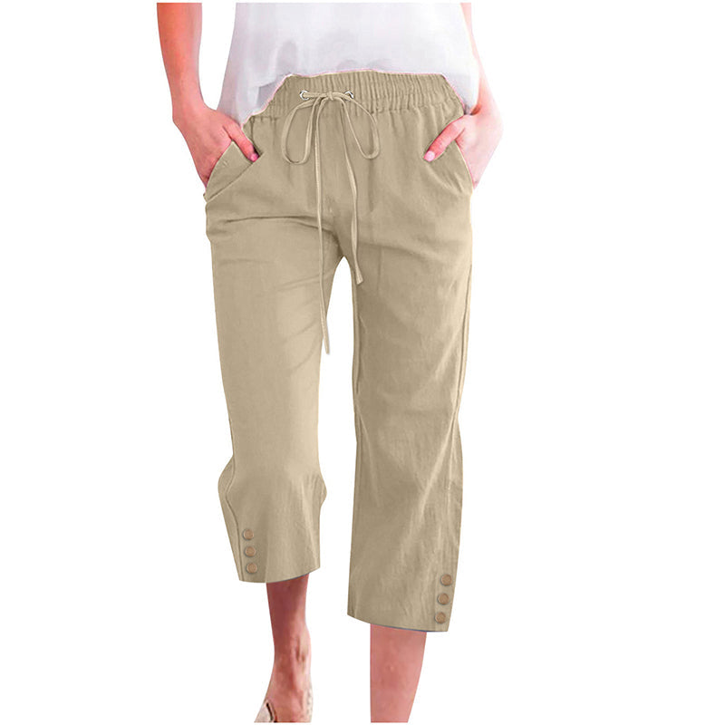 🌸 Drawstring Capris – Pockets & Breathable Comfort