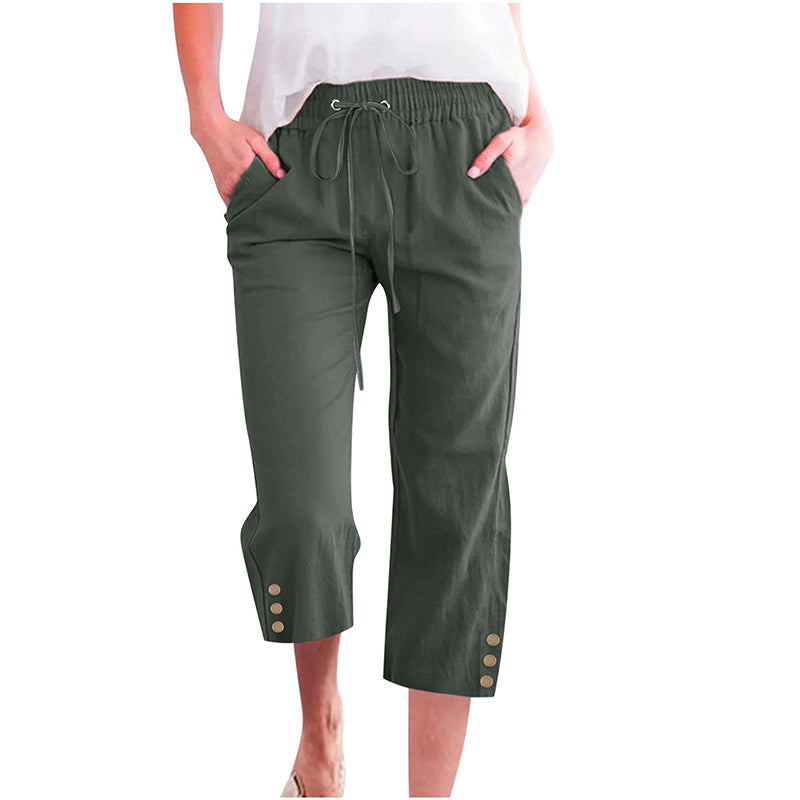 🌸 Drawstring Capris – Pockets & Breathable Comfort