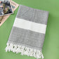 Cotton Blend Striped Tassel Beach Towel