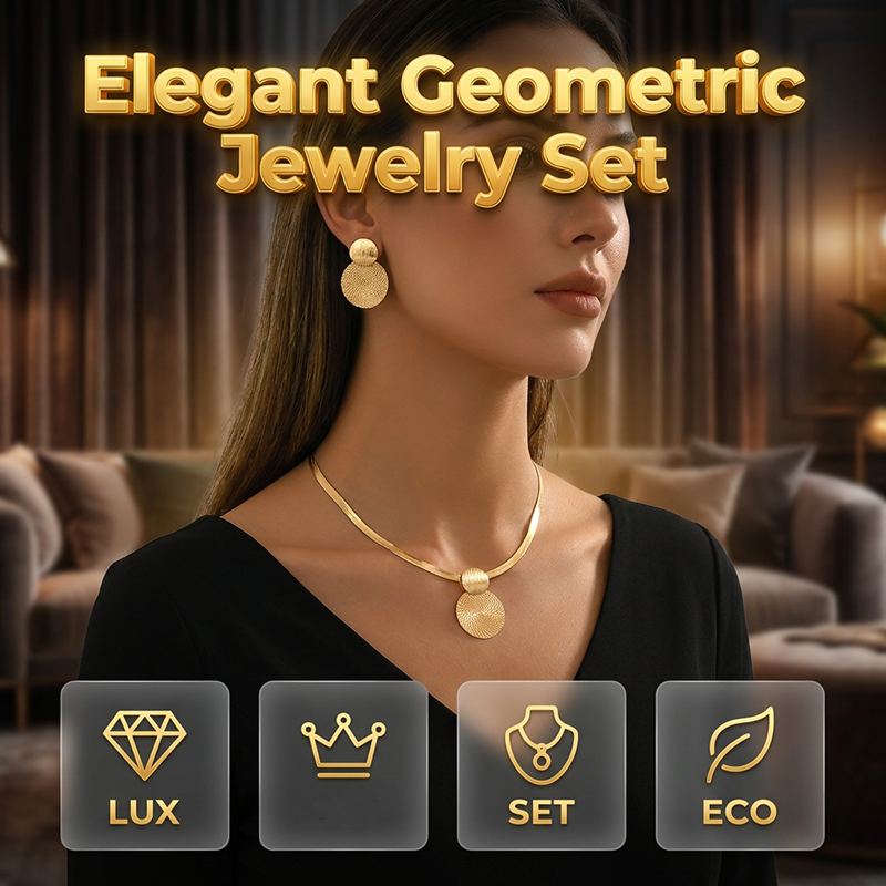 Elegant Geometric Jewelry Set – Gold-Plated Finish
