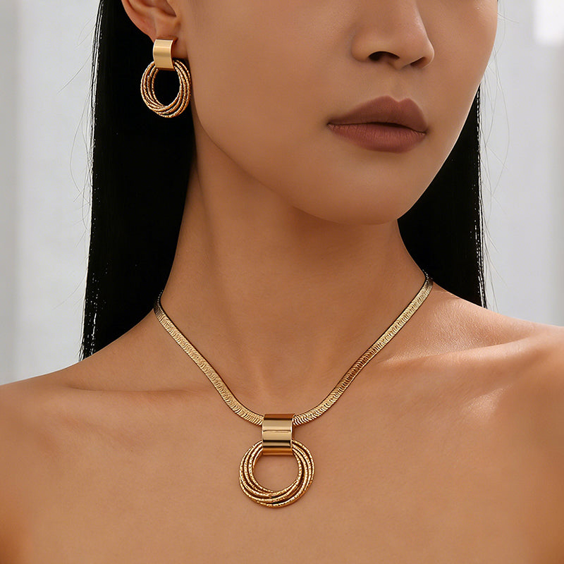 Elegant Geometric Jewelry Set – Gold-Plated Finish