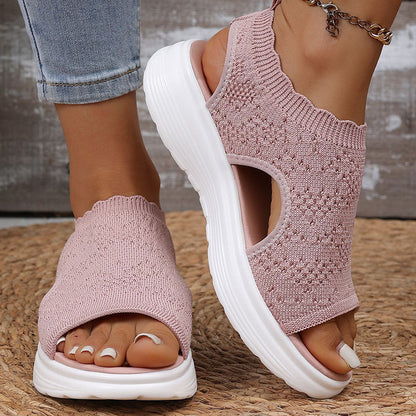 Women's Breathable Knit Platform Sandals👡 Air-permeable knit upper, cushioned sole & lightweight comfy summer footwear🇬🇧 ✨