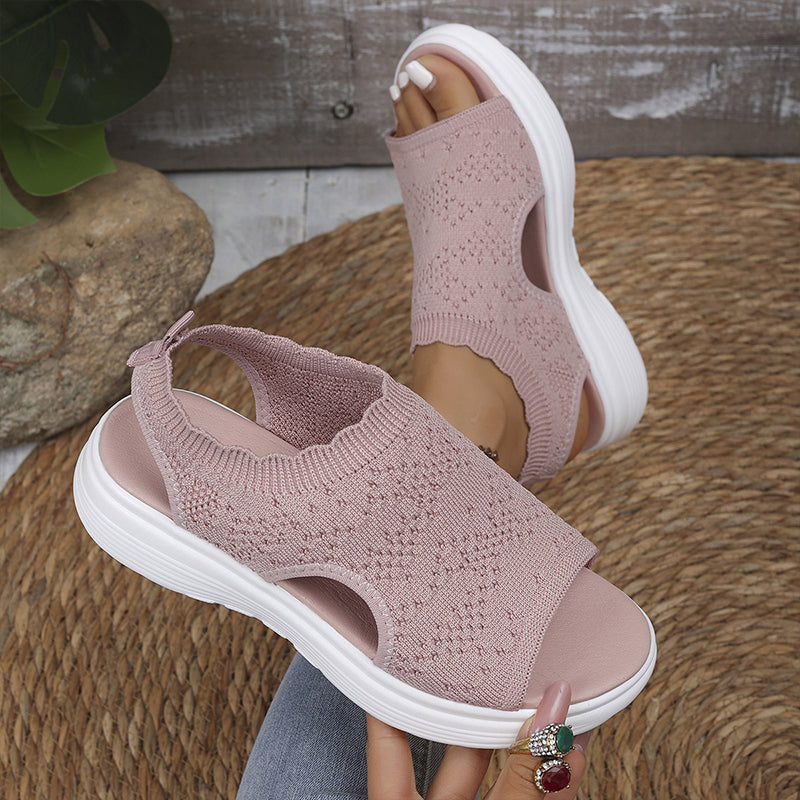 Women's Breathable Knit Platform Sandals👡 Air-permeable knit upper, cushioned sole & lightweight comfy summer footwear🇬🇧 ✨