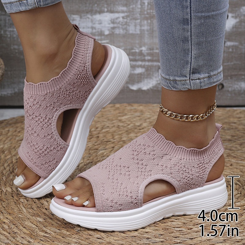 Women's Breathable Knit Platform Sandals👡 Air-permeable knit upper, cushioned sole & lightweight comfy summer footwear🇬🇧 ✨