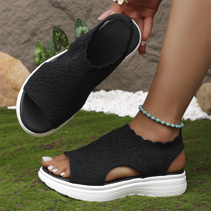 Women's Breathable Knit Platform Sandals👡 Air-permeable knit upper, cushioned sole & lightweight comfy summer footwear🇬🇧 ✨