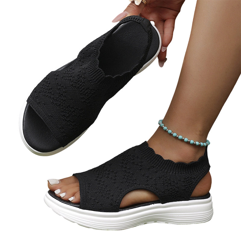 Women's Breathable Knit Platform Sandals👡 Air-permeable knit upper, cushioned sole & lightweight comfy summer footwear🇬🇧 ✨