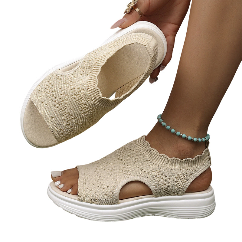 Women's Breathable Knit Platform Sandals👡 Air-permeable knit upper, cushioned sole & lightweight comfy summer footwear🇬🇧 ✨