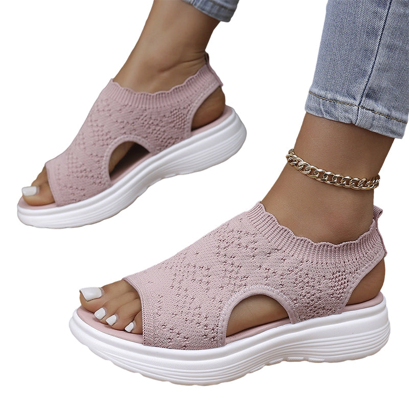 Women's Breathable Knit Platform Sandals👡 Air-permeable knit upper, cushioned sole & lightweight comfy summer footwear🇬🇧 ✨