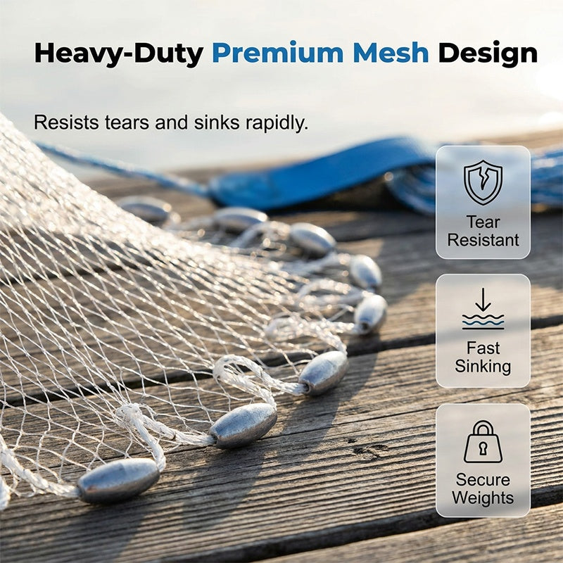 📢📢40% OFF !! ⏰ Easy-Throw Cast Net – Heavy-Duty Mesh, Rapid Sinking, Versatile 🌊