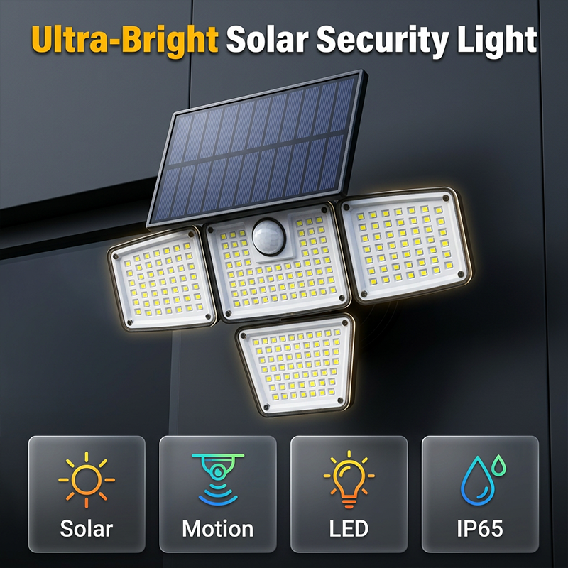 360° Solar Security Light – Motion Sensor & IP65 Weatherproof Design