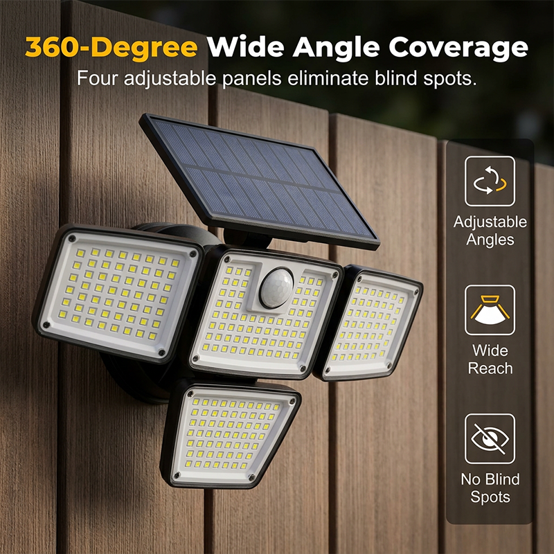 360° Solar Security Light – Motion Sensor & IP65 Weatherproof Design